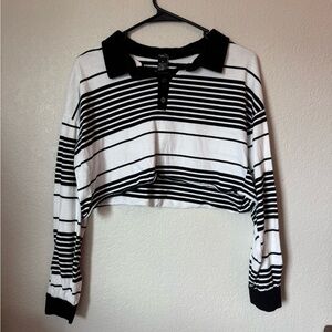 Striped Button Down Cropped Shirt